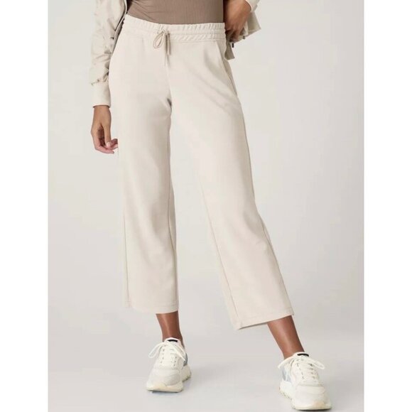 Athleta Farallon Heathered Mid Rise Wide Leg Cropped Pull On Pants Athleisure 10 - Picture 1 of 11